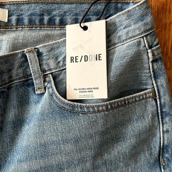 Re/Done 70s Ultra High Rise Stove Pipe wide Leg NWT SZ 30 - Picture 8 of 9